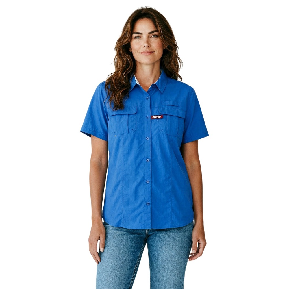 Swiss Alps Women's Outdoor Fishing Shirt Size XL Blue UPF 40+ Sun Protection